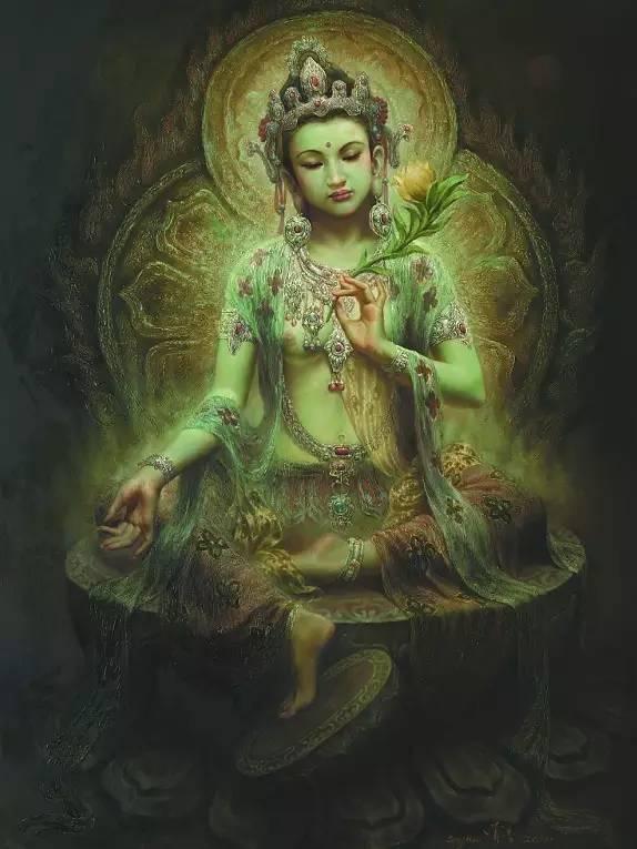 度母观音慈悲众生眼泪所化翡翠雕刻之美