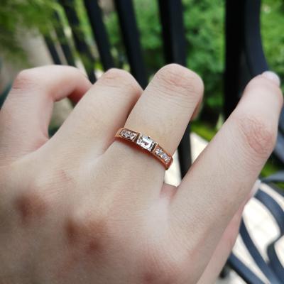 新出设计款18K玫瑰金镶南非钻石戒指指环